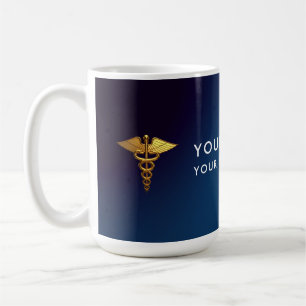 Elegante marine gouden caduceus medische dokter koffiemok