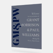 Élégante Marine Grey Initiales Typographie Bienven (Angle)