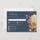 Elégante Marine Leaves Floral RSVP Card (Devant)