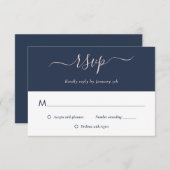 Elégante Marine moderne Blue Blush Wedding Cartes  (Devant / Derrière)