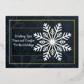 Elegante marine sneeuwvlok foto folie kerstkaart folie feestdagenkaart (Voorkant)