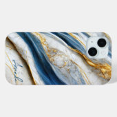 Elegante marine wit goud aderen marmer monogram Case-Mate iPhone case (Achterkant (horizontaal))