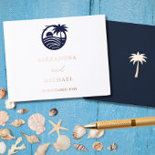 Elegante Marine Witte Palm Tree Coastal Wedding Gastenboek