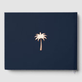 Elegante Marine Witte Palm Tree Coastal Wedding Gastenboek (Achterkant)