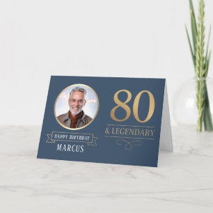 Elegante marineblauw & goud 80ste & legendarische kaart