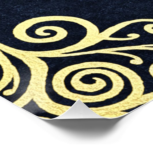 Elegante marineblauwe en gouden 'Kindly Sign' post Perfect Poster (Hoek)