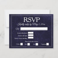 Elegante marineblauwe fluwelen RSVP-huwelijk
