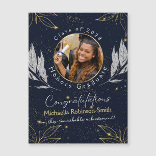Elegante marineblauwe gouden congratulatie afstude