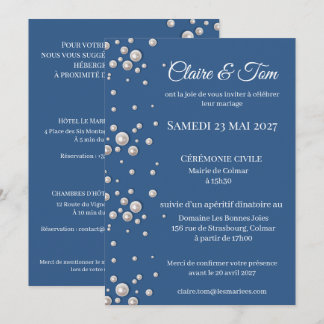Elegante marineblauwe trouwkaart kaart