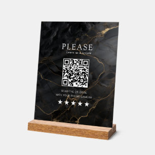 Elegante, Marmer-Black-Gold, Salon, QR-Code Review Acryl Bord