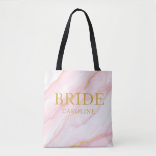 Elegante marmer en gouden bruid aangepaste naam draagtas