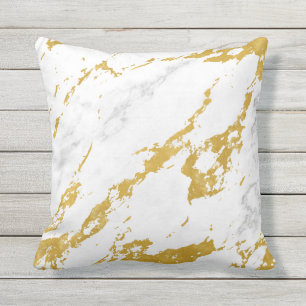 Elegante marmer stijl6 - Goud en Wit Buitenkussen