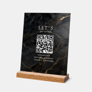 Elegante Marmer-Zwart-Goud Salon Social Media Acryl Bord