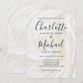 Elegante Marmeren Agate Onderscheidende Huwelijksu Kaart (Voorkant / Achterkant)