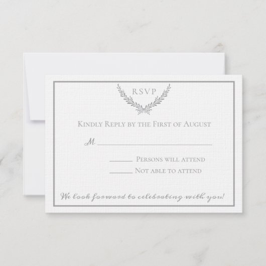 Elegante marmeren en krans bruiloft reactie kaart (Voorkant)