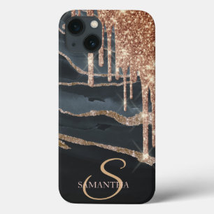 Elegante marmeren glinsterdruppels iPhone 13 hoesje