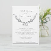 Elegante marmeren huwelijksuitnodiging met krans kaart (Staand voorkant)