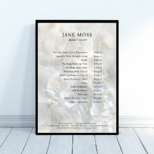 Elegante, marmeren, salon, prijslijst poster