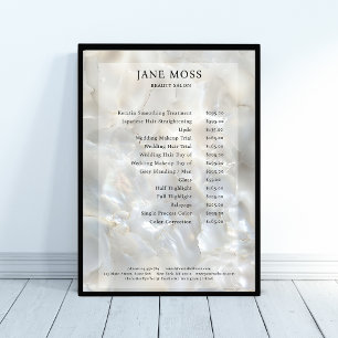 Elegante, marmeren, salon, prijstlijst poster