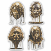 Elegante Marmeren Vrouwen Gezichten Met Gouden Dra Sticker (Voorkant)