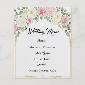 Elegante Marokkaanse Gouden Bloemen Bruiloftsmenu Flyer