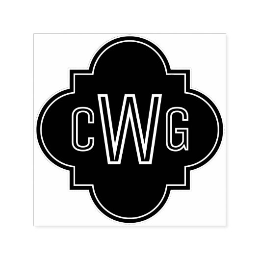 Elegante Marokkaanse vierlobbig 3 Initiaal Monogra Zelfinktende Stempel (Design)