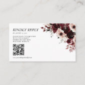 Elegante Maroon Bordeaux Trouw QR-code Informatiekaartje (Voorkant)