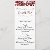 Elegante Maroon-Bourgondische bruiloft platte prog Programma (Voorkant)