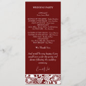 Elegante Maroon-Bourgondische bruiloft platte prog Programma (Achterkant)