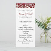 Elegante Maroon-Bourgondische bruiloft platte prog Programma (Staand voorkant)