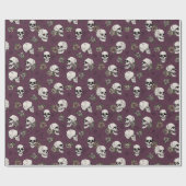 Elegante Maroon Gothic Skulls Halloween Cadeaupapier (Vlak)