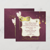Elegante Maroon & Gouden Maskerade Feest Uitnodigi Kaart (Voorkant / Achterkant)