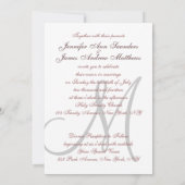 Elegante Marsala Grey bruiloft uitnodigingen Initi (Achterkant)