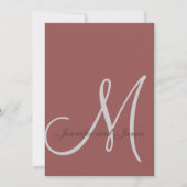 Élégante Marsala Grey Invitations de mariage initi (Devant)