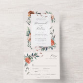 Elegante Marsala Peach Botanical Garden All In One Uitnodiging (Binnen)