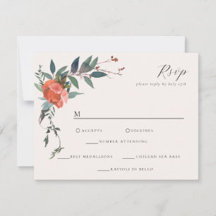 Elegante Marsala Peach Botanical Garden RSVP Kaartje