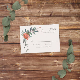 Elegante Marsala Peach Botanical Garden RSVP Kaartje