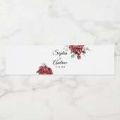 Elegante Marsala Red Rose rustieke bruiloft Waterfles Etiket (Enkel label)