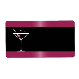 Elegante martini cocktail drink glas fuchsia zwart etiket