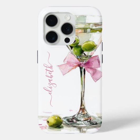 Elegante Martini Monogram Case-Mate iPhone Case (Achterkant)