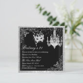 Elégante Mascarade d'argent noir 21e Invitation (Debout devant)