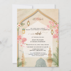Elegante Masjid An-Nabawi Nikah Trouwuitnodiging Kaart