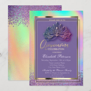 Elegante Masque Diamanten Regenboog Holografisch Kaart