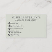 Elegante massagetherapeut Sage Green Modern Visitekaartje (Achterkant)