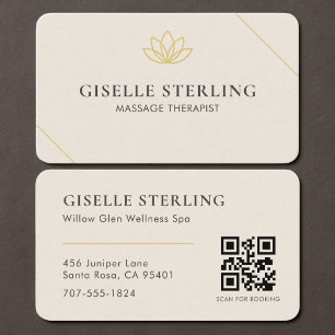 Elegante Massagetherapeutus Neutraal Beige QR-code Visitekaartje