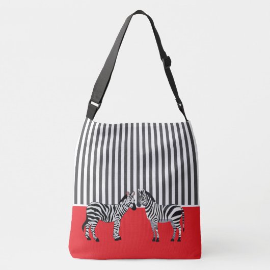 Elegante matching Zwart en wit zebra Rood Crossbody Tas (Achterkant)