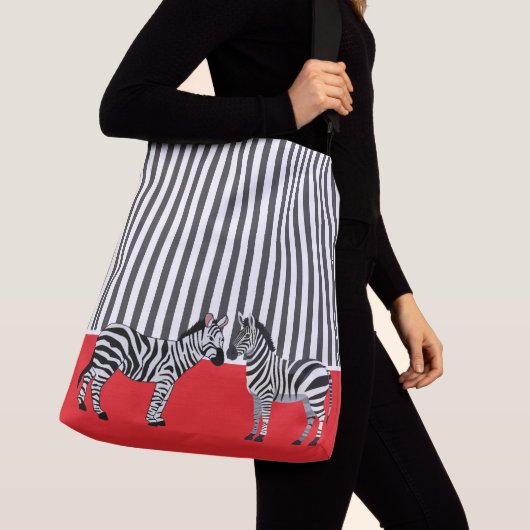 Elegante matching Zwart en wit zebra Rood Crossbody Tas (Dichtbij)