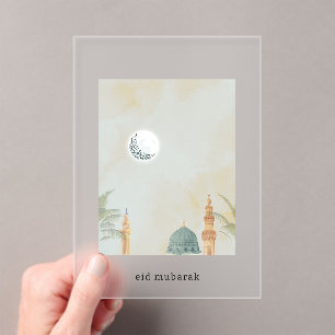 Elegante Matglazen Acrylic Eid Mubarak Kaart   Mas Acryl Uitnodigingen