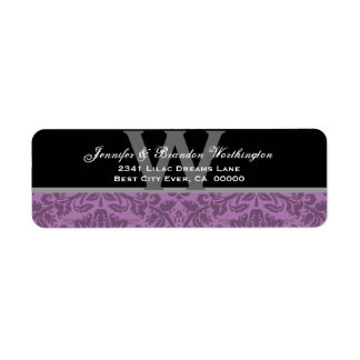 Elegante Mauve Damask bruiloft Etiket