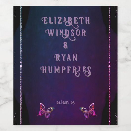 Elegante Mauve en gouden bruiloft uitnodigingen Wijn Etiket (Enkel label)